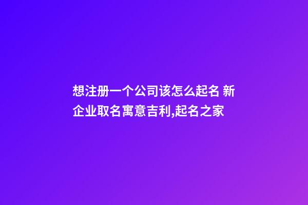想注册一个公司该怎么起名 新企业取名寓意吉利,起名之家-第1张-公司起名-玄机派